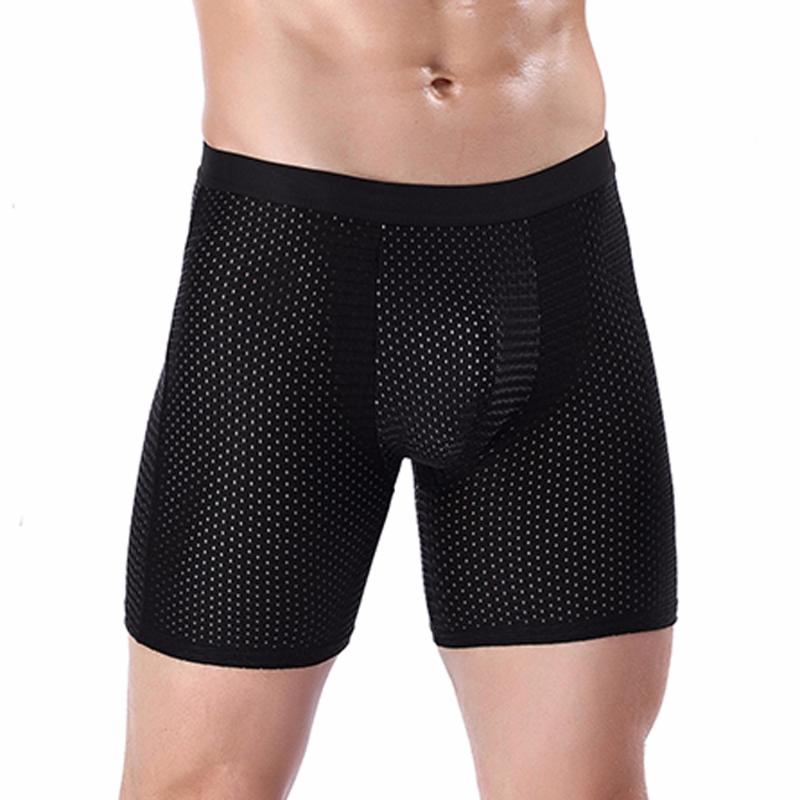 

Underwear Long Boxer For Men Trunks Sexy Underwear Men's Boxer Shorts Bulge Pouch Modal Underpants Men Mesh Boxers, Black