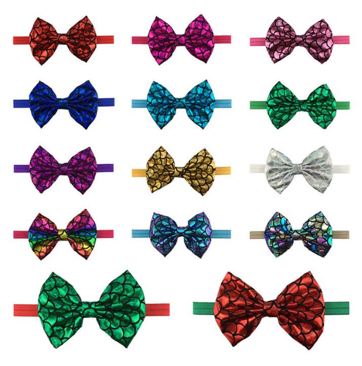 

New Girls Baby Bow Headband Fashion Toddler Baby Hair Accessories Cute Bow Knotted Hair Bands Headwear, 09 sliver