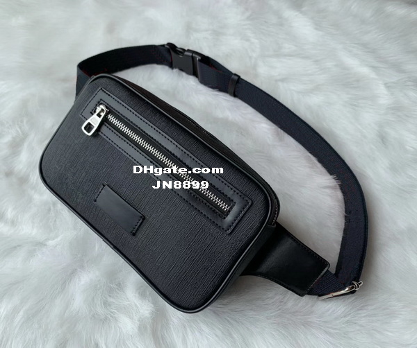 

Top Designer Luxury Unisex Men Women Leather Sport Runner Fanny Pack Belly Waist Bum Bag Fitness Running Belt Jogging Pouch Back Grid Bags, Black