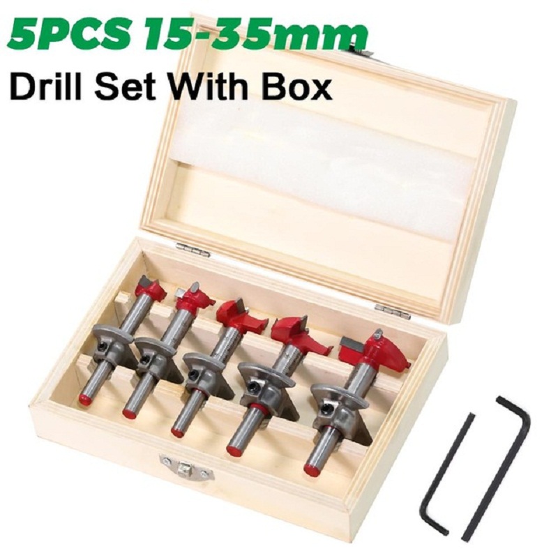

5pcs/set 15 20 25 30 35mm Wood Window Carpentry Hole Cutter Auger Wooden Drilling Forstner Tips Hinge Boring Drill Bit Set