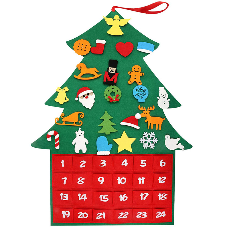 

Christmas Countdown Calendar Christmas Tree Shaped Felt Calendar Pendant with Pocket christmas Home Office DIY Decoration Gift