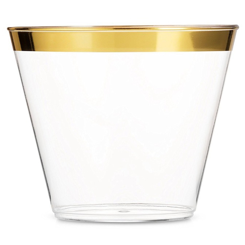 

50Pcs/Lot 201-300Ml 9Oz Gold Plastic Cups Wedding Birthday Party Tableware Disposable Cups Party Supplies New Year Supply