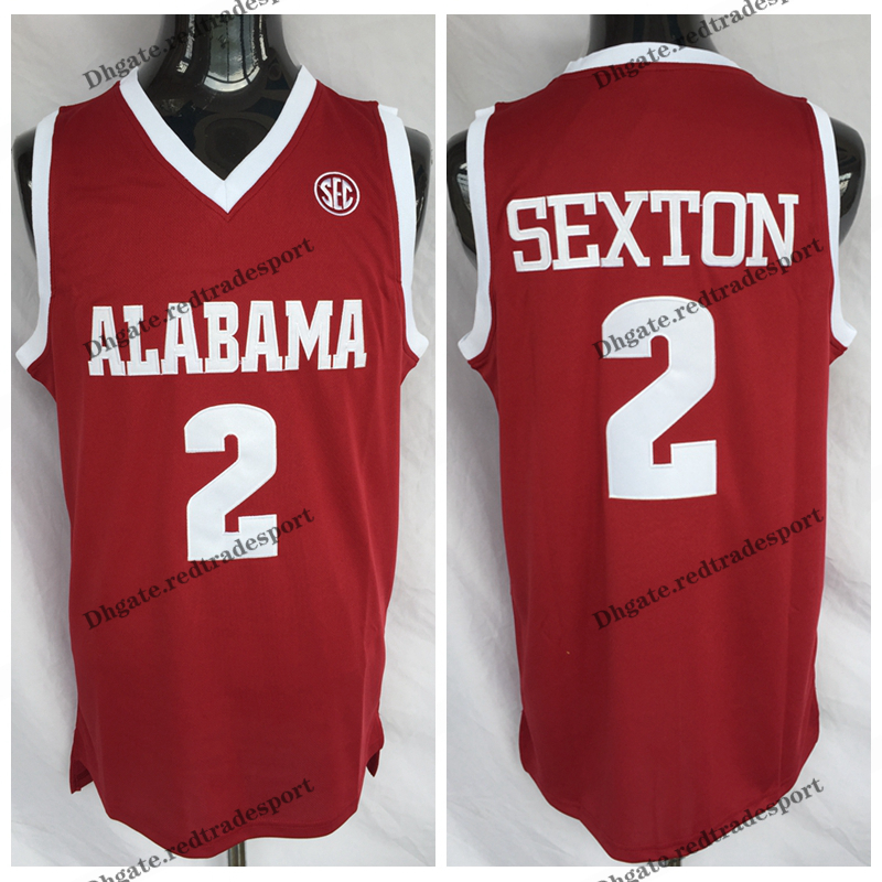 

Mens Alabama Crimson Tide Collin Sexton College Basketball Jerseys Cheap Mens Collin Sexton Red #2 Stitched Shirts S-XXL