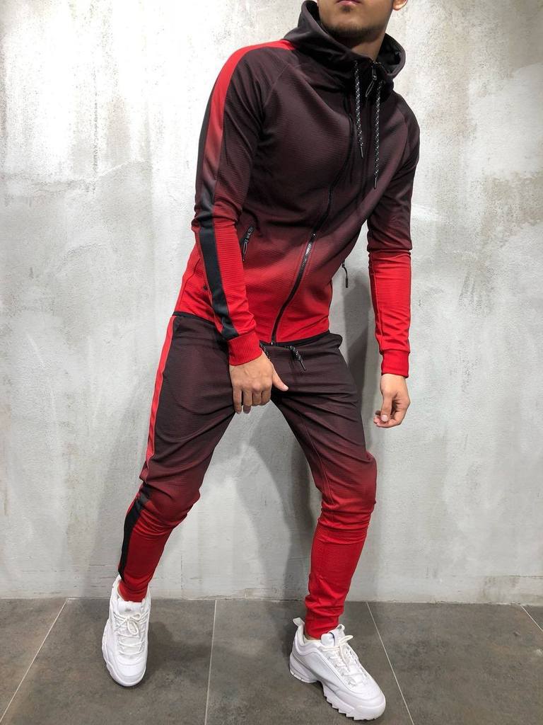 

hot sale Puimentiua Zipper Tracksuit Men Set Sporting 2 Pieces Sweatsuit Men Clothes Printed Hooded Hoodies Jacket Pants Track Suits Male, 4#