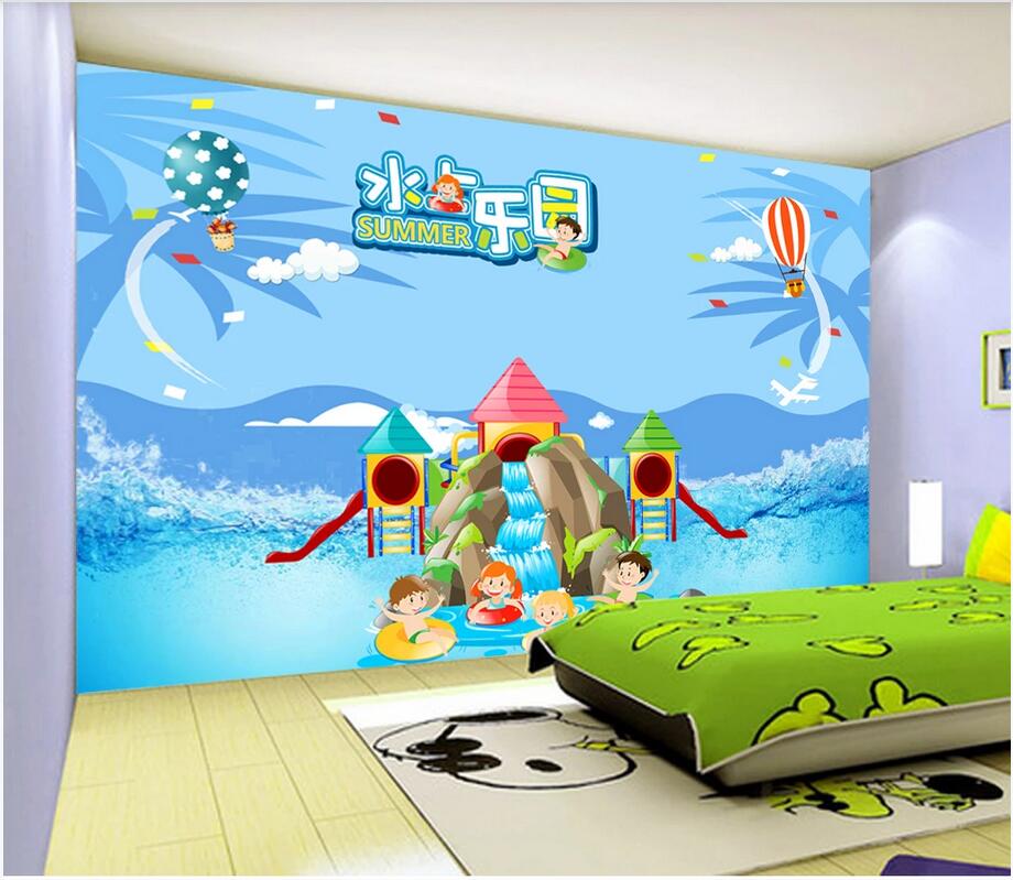 

3d wallpaper stickers custom photo Cartoon water park children's room wallpaper mural home decorate wallpaper for walls 3 d, Non-woven wallpaper