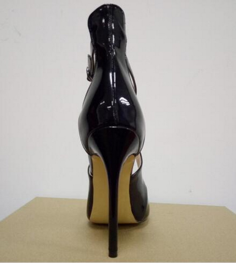 

Hot Sale- Arrival Brand J C High Heels Sandals Women 12cm Pointed Sexy Fashion Cross Cut-outs Shoes Buckle High-heeled Sandals Size 34-45, Black