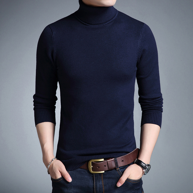 

New Cashmere Turtleneck Men Sweater Clothes Autumn Winter Jersey Hombre Pull Homme Hiver Pullover Men High-neck Warm Sweaters, Black