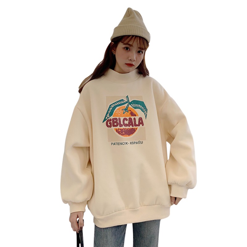 

Women Autumn Winter Sweet Hoodies Long Sleeve Casual Loose Round Collar Oversized Kawaii Korean Pullover Sweat shirt
