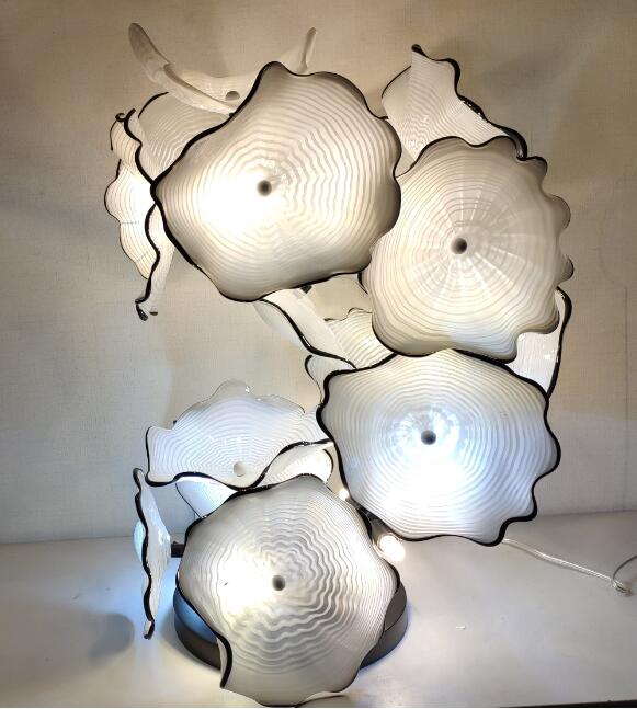 Creative Murano Lamps Plates Floor Lamp Flower Design Glass Art Sculpture Standing Lightings Modern Decor in White Color-image-472924305