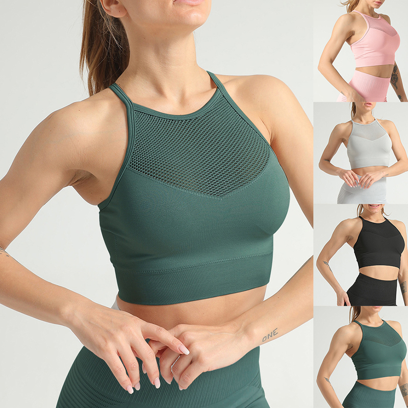 

Women Sports Bra Underwear Sexy Mesh Breathable Sports Top Push Up Female Gym Fitness Sportwear Female Seamless Running Yoga Bra, Pink