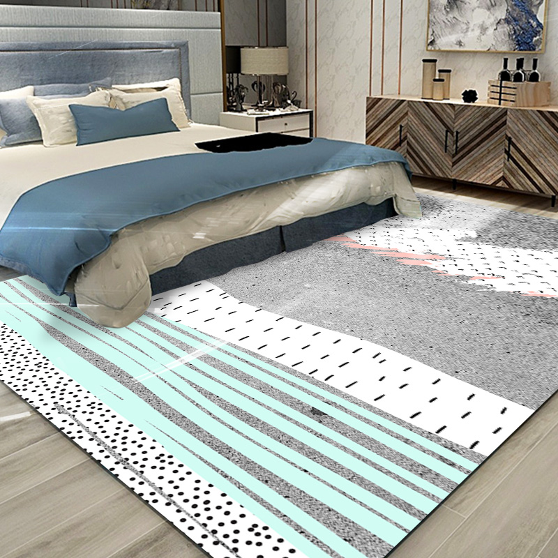 

Indic Style Parlor Rug Soft Anti-slip Bedroom Bedside Mat Kitchen Balcony Area Rug Abstract Ink Large Living Room Carpet, No.05