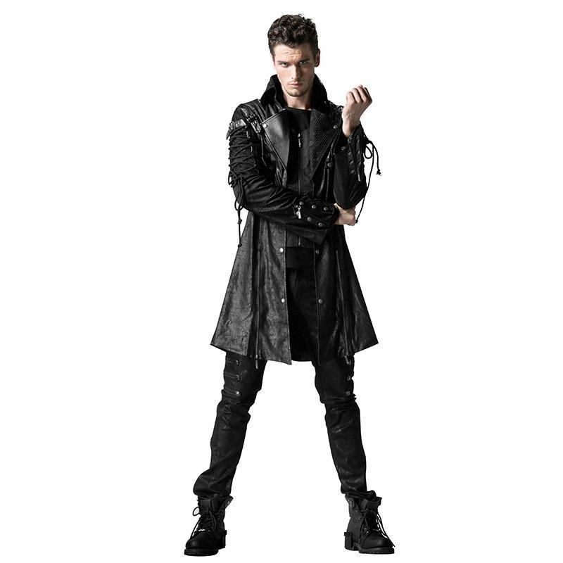 

Punk Rave Men' Punk Studded Faux Leather Zipper Jacket Black Y-349, As pic