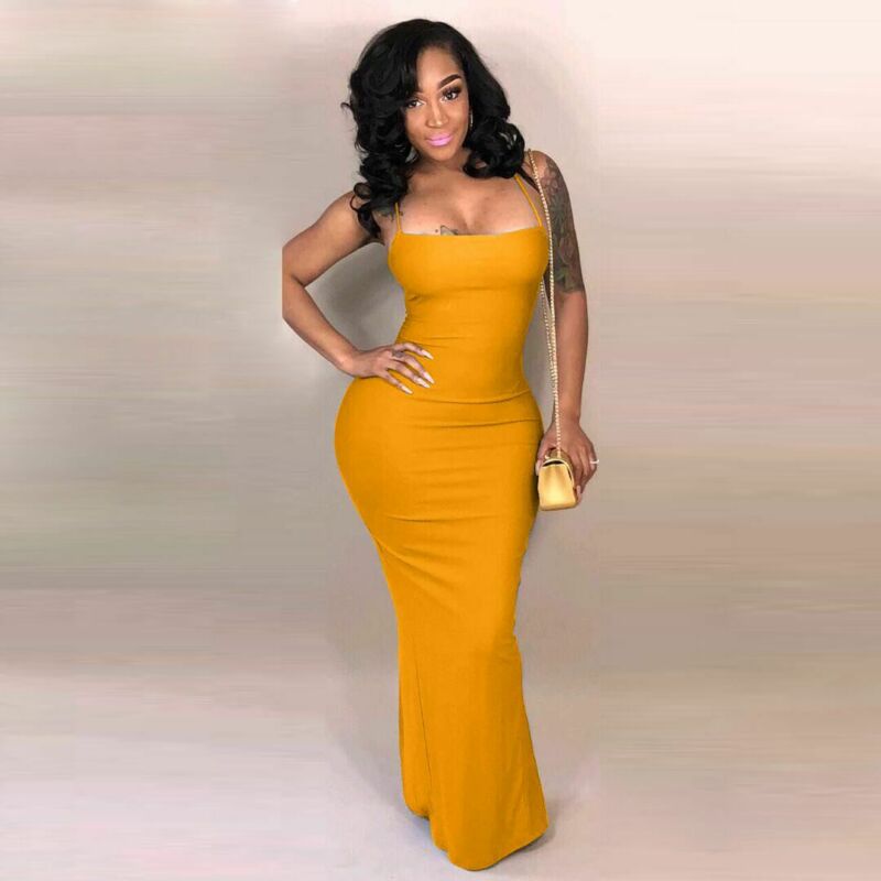 

Hot New Women Sexy Bandage Backless Vestidos Back Split Bodycon Dress Lady Strappy Solid Party Cocktail Clubwear Dresses 2019, Black