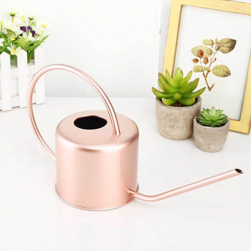 

1300Ml Watering Can Metal Garden Stainless Steel for Home Flower Water Bottle Easy Use Handle for Watering Plant Long Mouth Gard, Rosegold