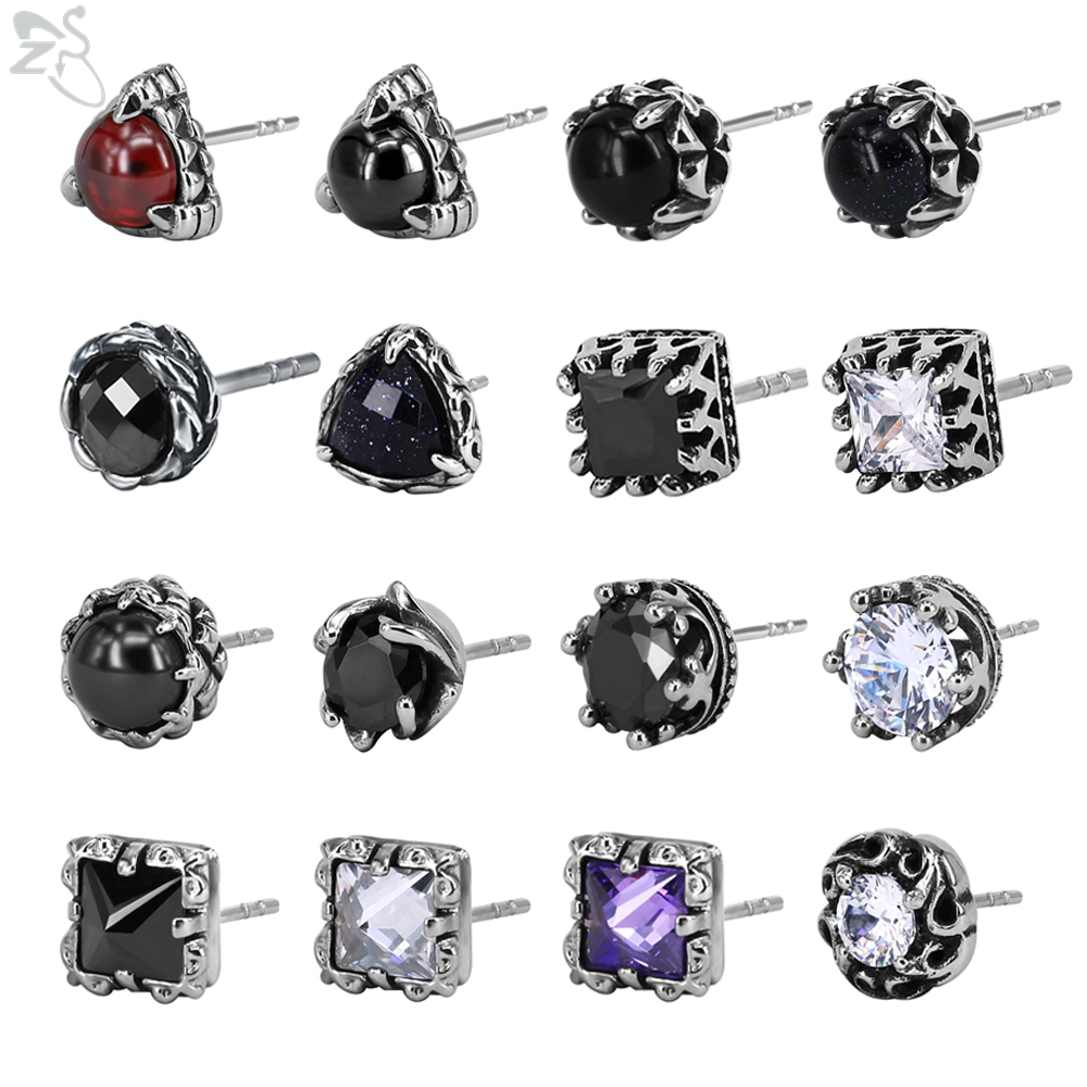 1Paire Homme Unisexe Boucle d/'Oreille Acier Inoxydable Dormeuse Gothique Punk IU