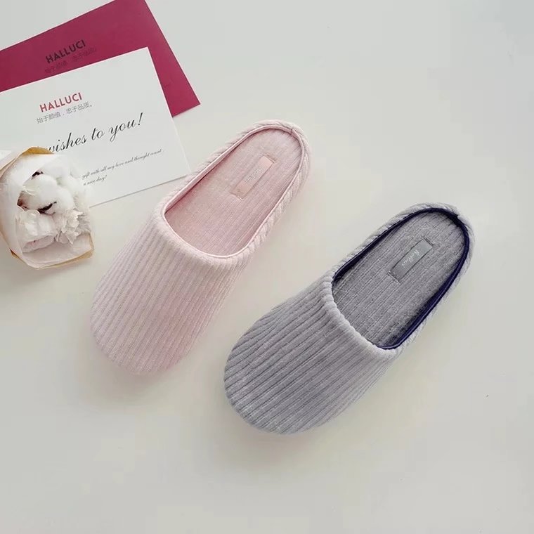 

Winter Women Home Slippers Vertical Stripe House Slippers Indoor Shoes Soft Bottom Non-slip Bedroom Female Floor, Pink