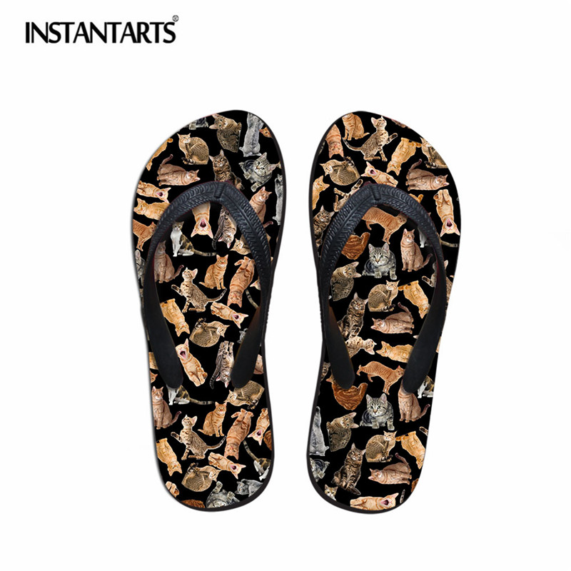 

INSTANTARTS 3D Cat Puzzle Printing Men's Summer Slippers Lightweight Rubber Flip Flops Man Wearable Non-slip Flipflops Students, Cc3482ab