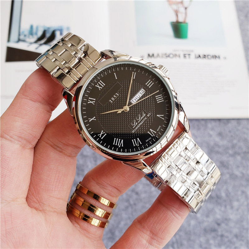

Brand Wrist watch TISS 1853 Men Week calendar stainless steel band quartz Watches TT41, Silver black