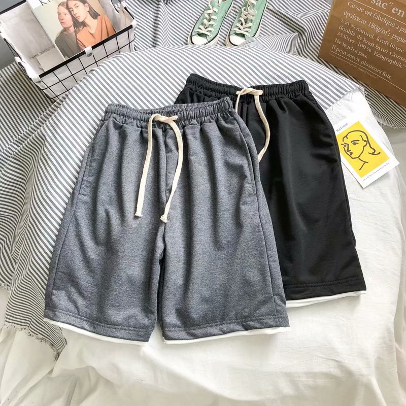 

New Men Pockets Summer Casual Shorts Men's Oversize Sweatpants Male Fashions Korean Knee Length Shorts S-5XL, Black