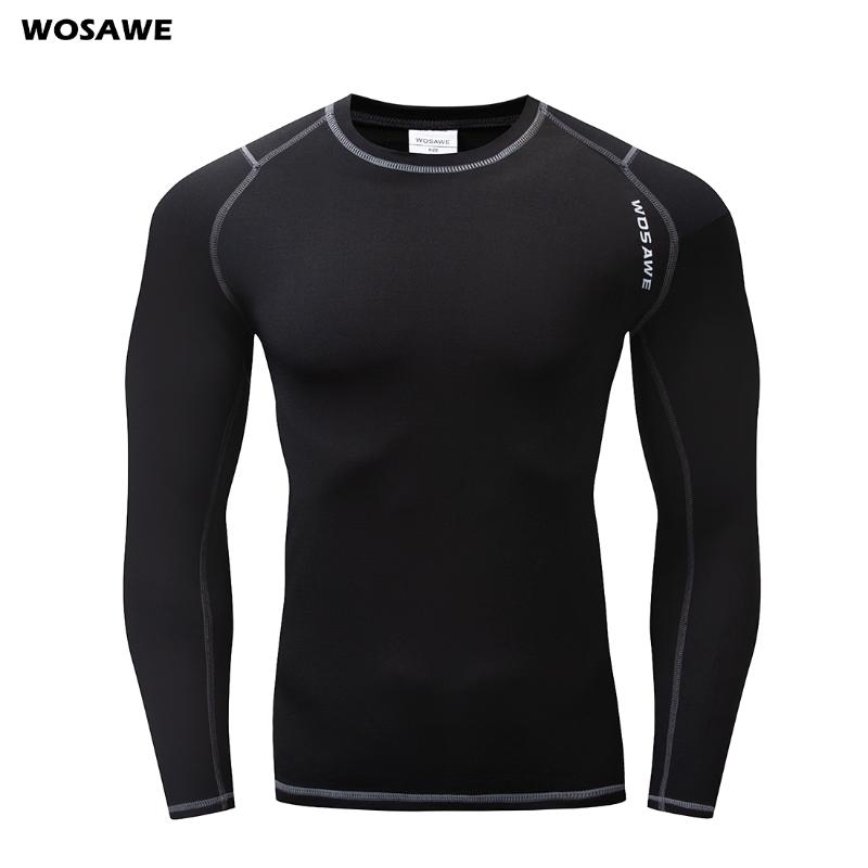 

WOSAWE Running T-Shirt Fleece Thermal Underwear Winter Long Johns Tops Fitness Gym Shirts for Jogging Cycling Sports Base Layer, Black
