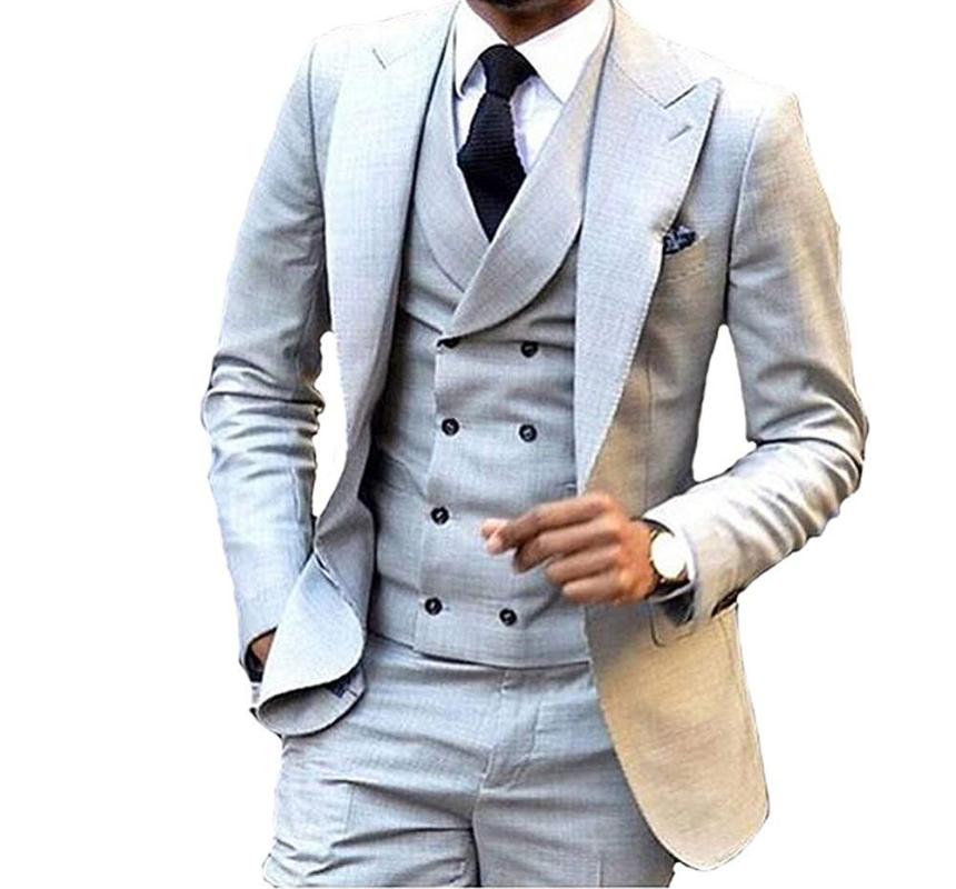 

Gorgeous Slim Grey Wedding Suits For Men Custom Made Men Suit 2020 Fashion Style Business Suits Tailored Colorful Tuxedo, Black