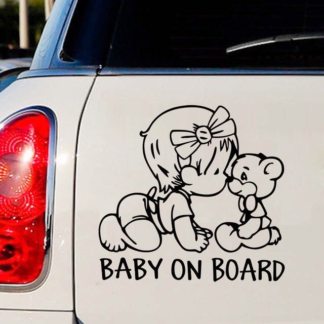 

14*13cm cute exterior decoration baby on board car sticker ca-489, Yellow