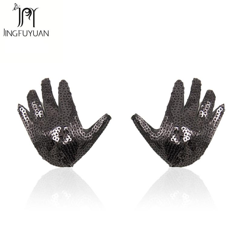 

New Design Sequin Breast Petals Sexy Women Nipple Covers Hand Shape Design Nipple Stickers Reusable Breast Pasties