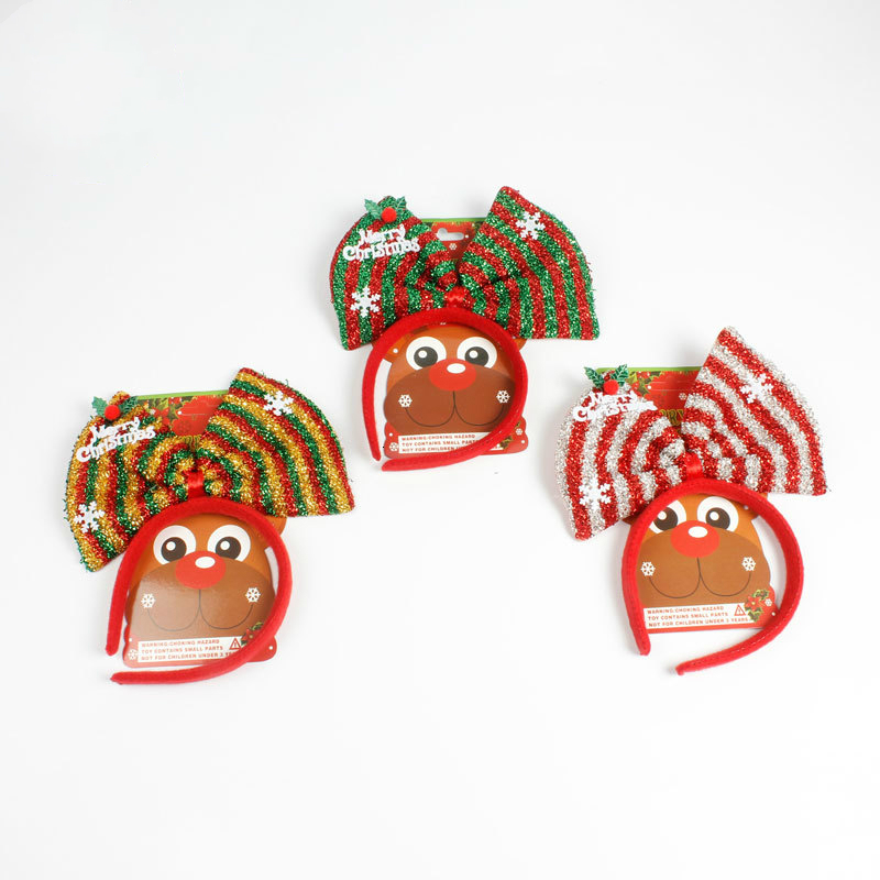 

2 Pcs/lot Christmas Headbands Bowknot Head Buckle Decorate Ornament Hair Hoop Easter Party Decoration Happy Birthday