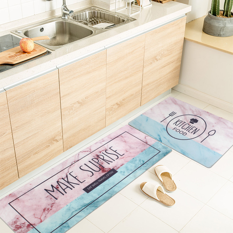 

45x120cm Fashion Long Kitchen Mat PVC Kitchen Rugs Make Suprise Printed Floor Mat Anti-slip Door Mats for Bedroom Carpets & Rugs, 3-45x75cm