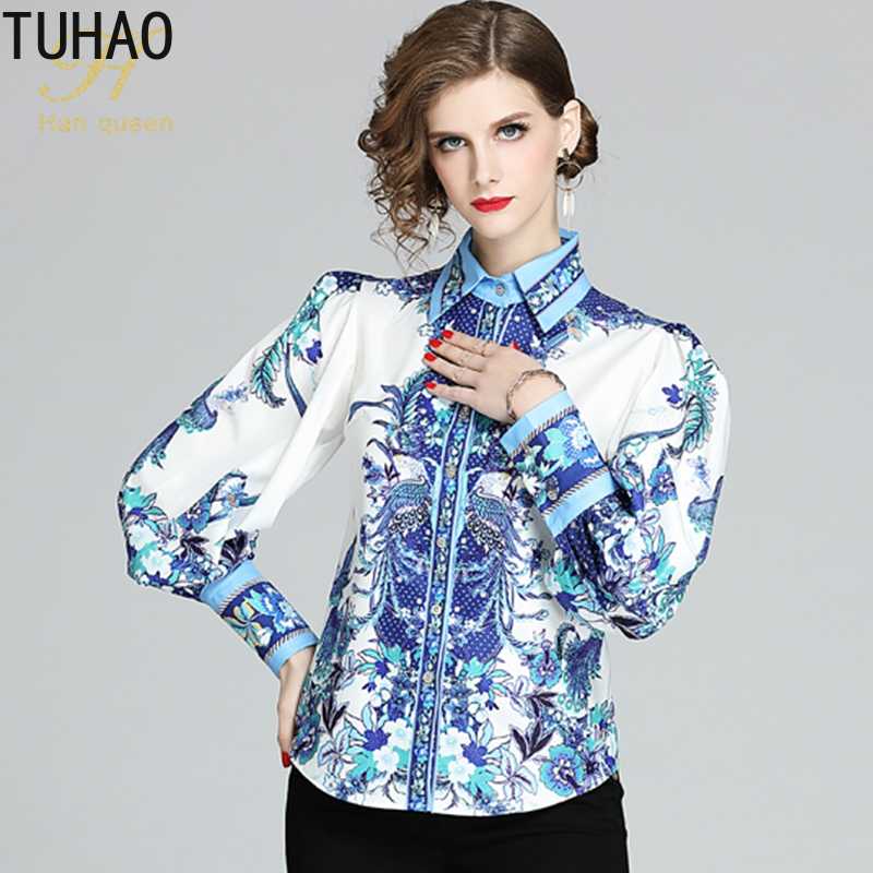 

TUHAO Blouses Shirt 2020 Spring Summer Long Sleeve Blouse Casual Blouses Top Women's Tops Casual Loose Blusas Femininas WM56, Blue