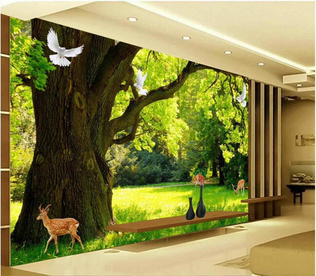 

WDBHG custom photo mural 3d wallpaper Modern minimalist woods landscape tv background 3d wall murals wallpaper for walls 3 d for living room, Non-woven wallpaper
