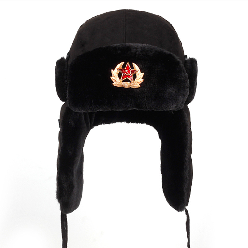 mysticall Winter Outdoor Earmuffs Unisex Adults Faux Fur Shearling Hat Aviator Russian Style Hat Windproof Earmuff Hat for Skiing Winter Sports