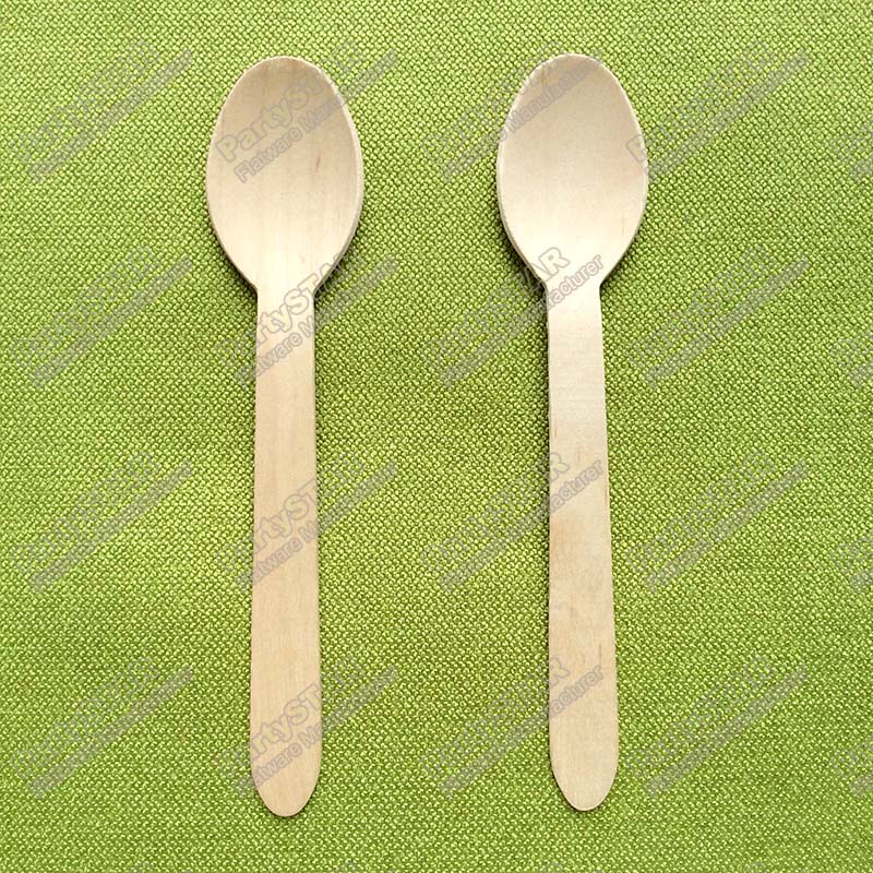 

18326# 16cm Disposable wooden spoon spork fork Teaspoon Coffee scoops Icecream Cutlery Flatware Eco-Friendly Cake spoons
