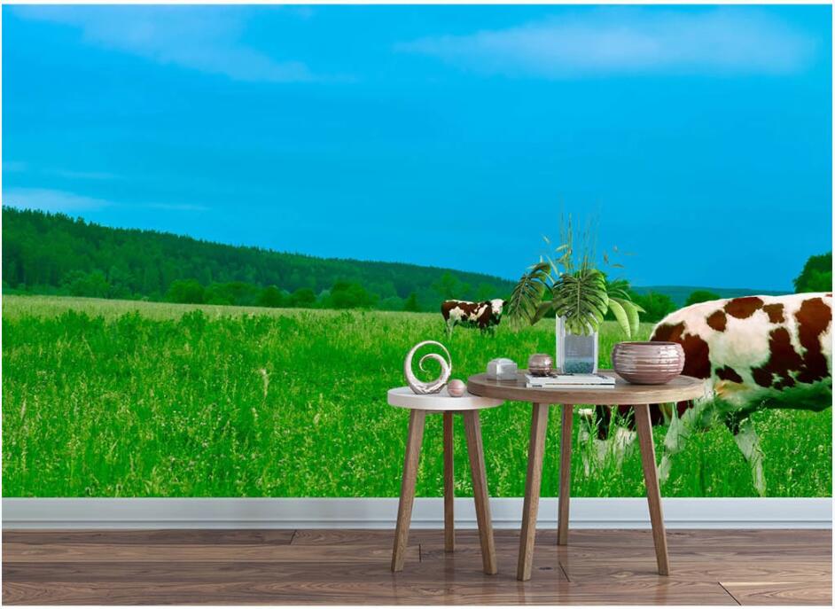 

3d wallpaper custom photo Vast prairie cows tv background living room home decor 3d wall murals wallpaper for walls 3 d, Non-woven wallpaper