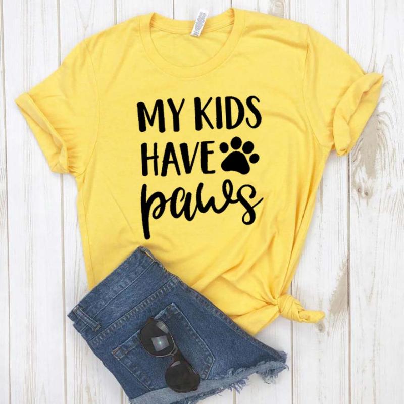 

My Kids Have Paws dog cat mom Print Women tshirt Cotton Casual Funny t shirt For Lady Girl Top Tee Hipster Drop Ship NA-34112432, Pink