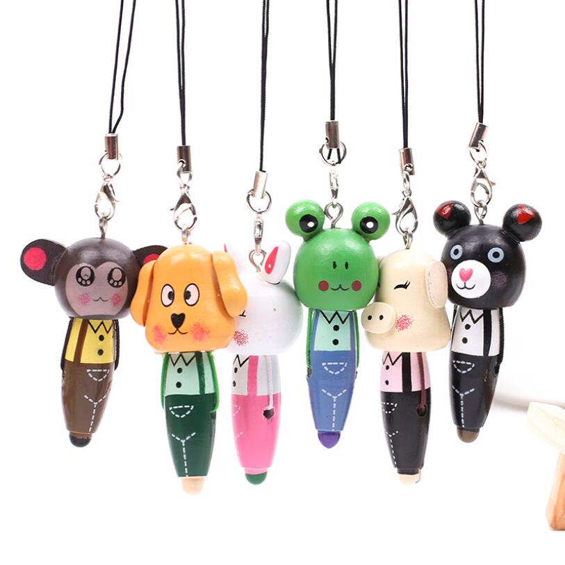 

Mini Ballpoint Pen School Supply Creative Stationery Freebie Novel Office Gift Wood Cartoon Animal Mini Phone WJ080, Show as picture