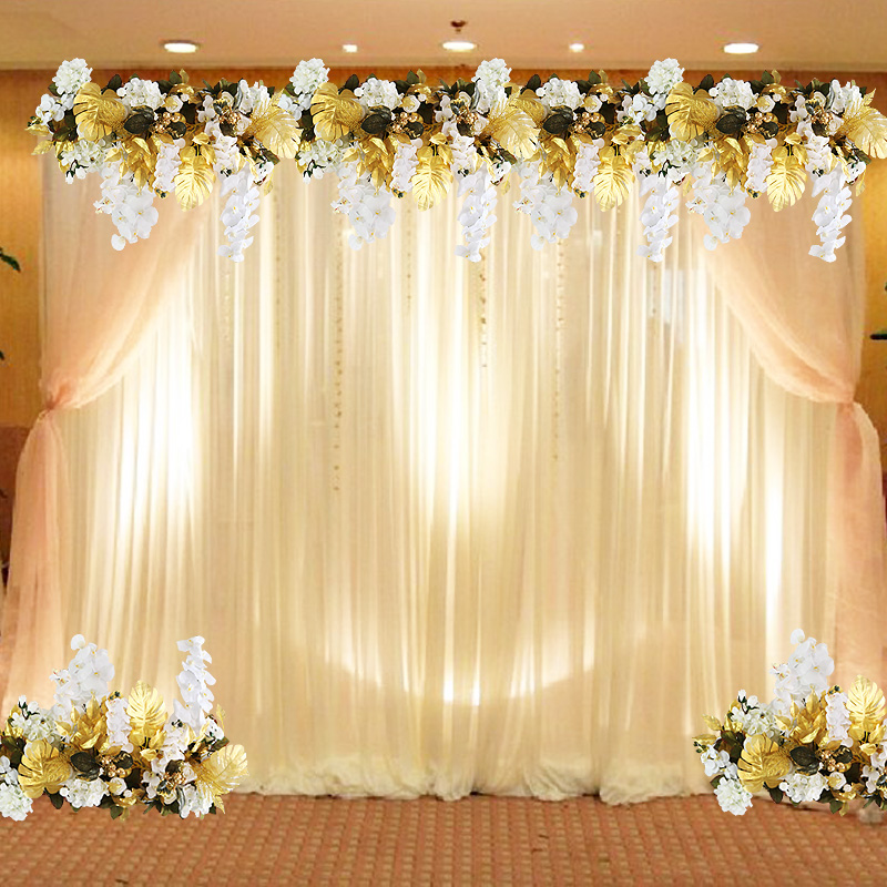 

HVAYI DIY wedding decor golden artificial flower leaf plastic silk plant styles home party wedding flower arrangement materials, Gold
