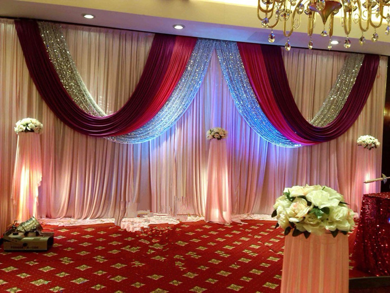 3x6m wedding backdrop curtain wedding drapes backdrop with sequin swag for event party banquet stage background decoration-image-454728909