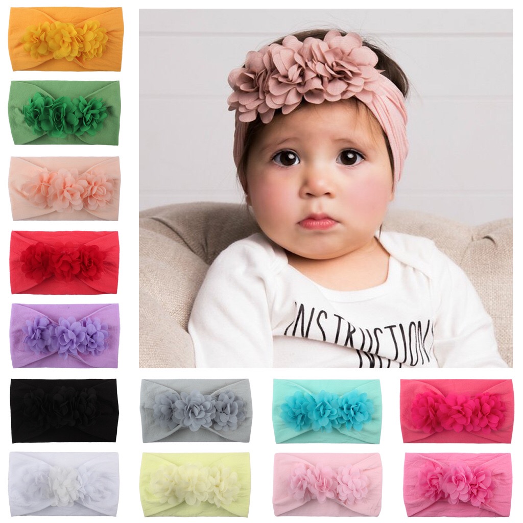 Baby Girl Soft Nylon Headwrap Headband Hairband with Big Bow Elastic Toddler 1PC