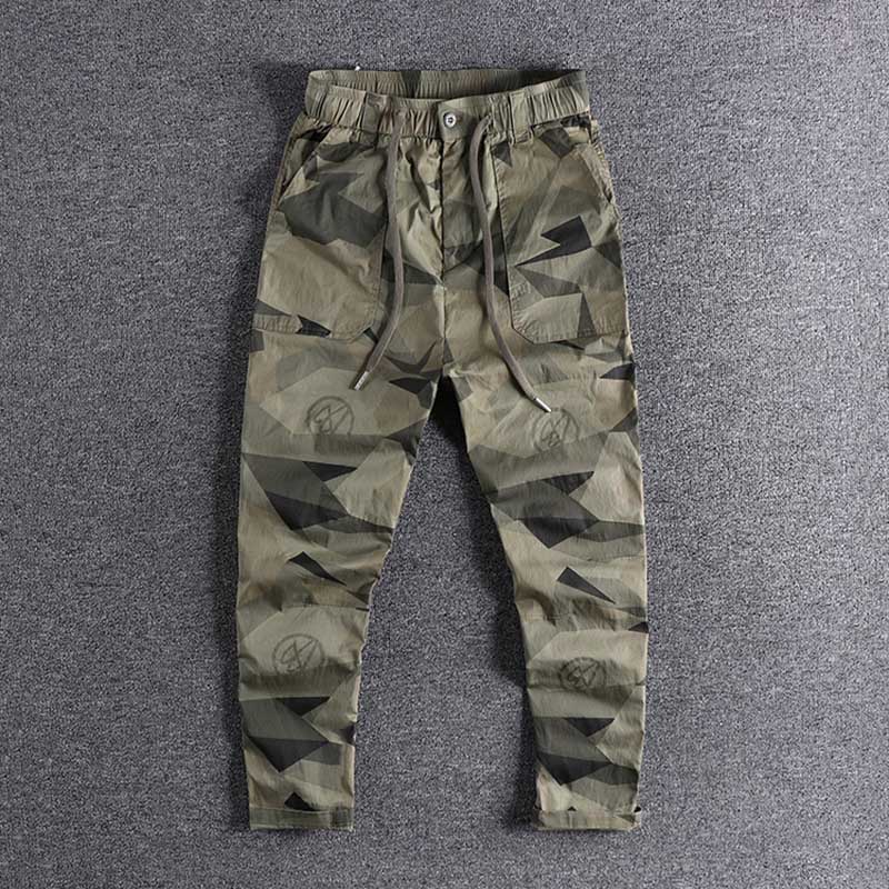 

2020 new Street American trend elastic waist youth pants ink camouflage loose pants men's casual overalls trouser 0266 on sale