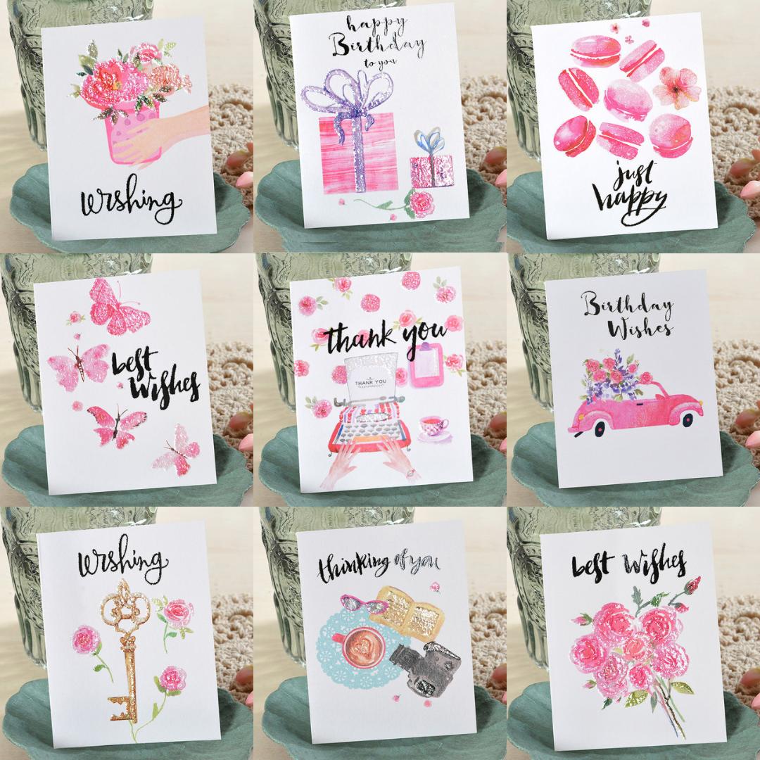 

Eno Greeting watercolor flower mini cards kids birthday cards small wishes thank you