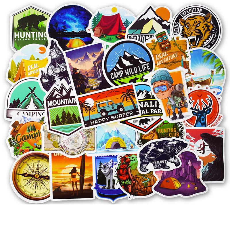 

50pcs Car Stickers Lot Travel Tour Random DIY Decal Stickers for Graffiti Car Styling Skateboard Snowboard Laptop Luggage Motorcycle, Mixed