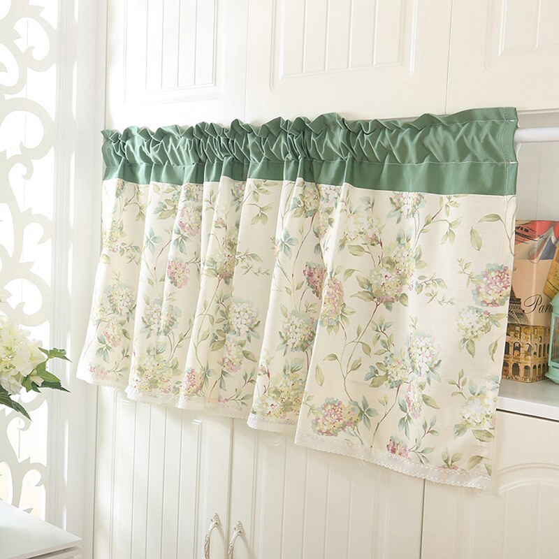 

American Style Pastoral Blackout Balcony Short Curtains Kitchen Coffee Shop Shade Half Curtain Short Door Curtain Drapes Valance, As picture