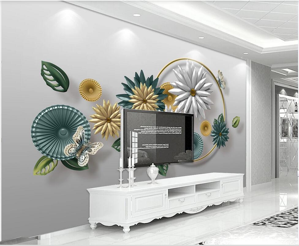 

WDBH 3d wallpaper custom photo modern 3d wrought iron geometric pattern modern minimalist TV background wall wallpaper for walls 3 d, Non-woven