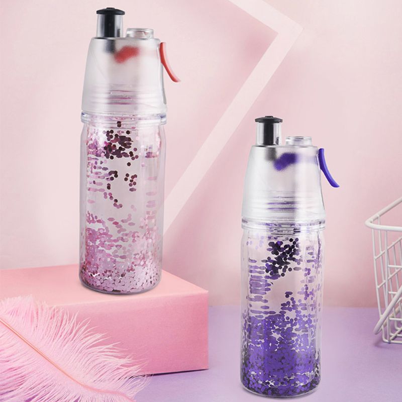 

Outdoor Sports 350ml Capacity Portable Water Spray Bottle Leakproof Double-layer Thickened Drinking Cup for Running Cycling Clim, Red