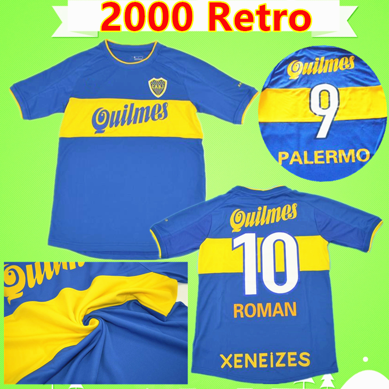 

#9 PALERMO #10 ROMAN 2000 BOCA JUNIORS retro commemorate soccer jerseys 00 vintage football shirts home classic antique camiseta de futbol