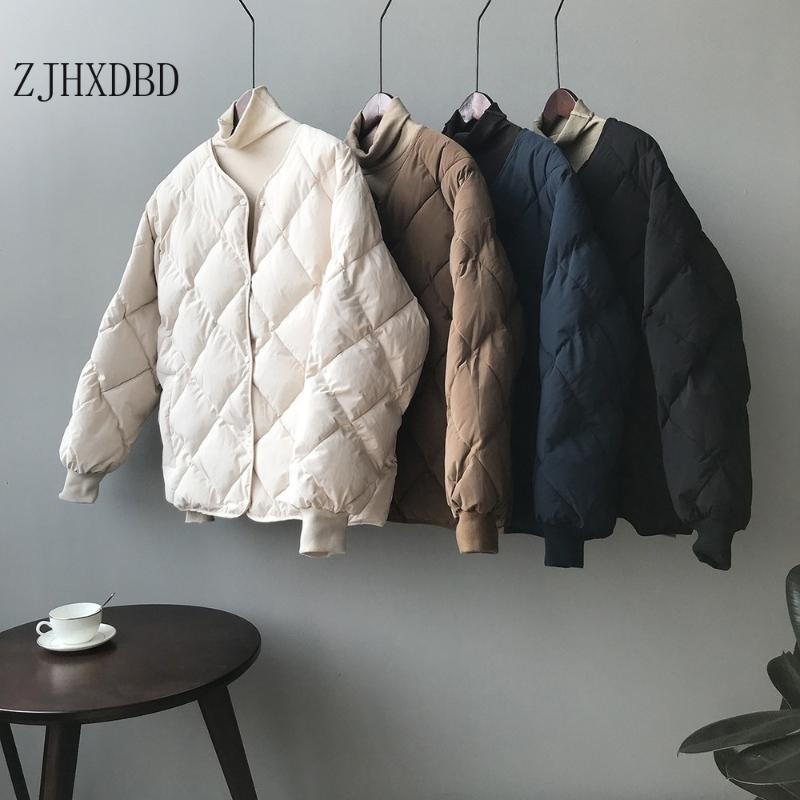 

2020 Autumn Winter Solid Women Down Jacket Warm Thicken Stand Collar White Duck Down Parka Women' Jackets Coats Black Clothes