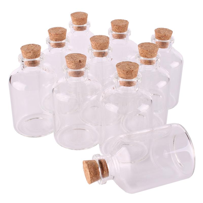 10pcs Petit Effacer bouteilles de verre À faire soi-même Souhaitant Pendentif vide avec bouchon flacon bouchons
