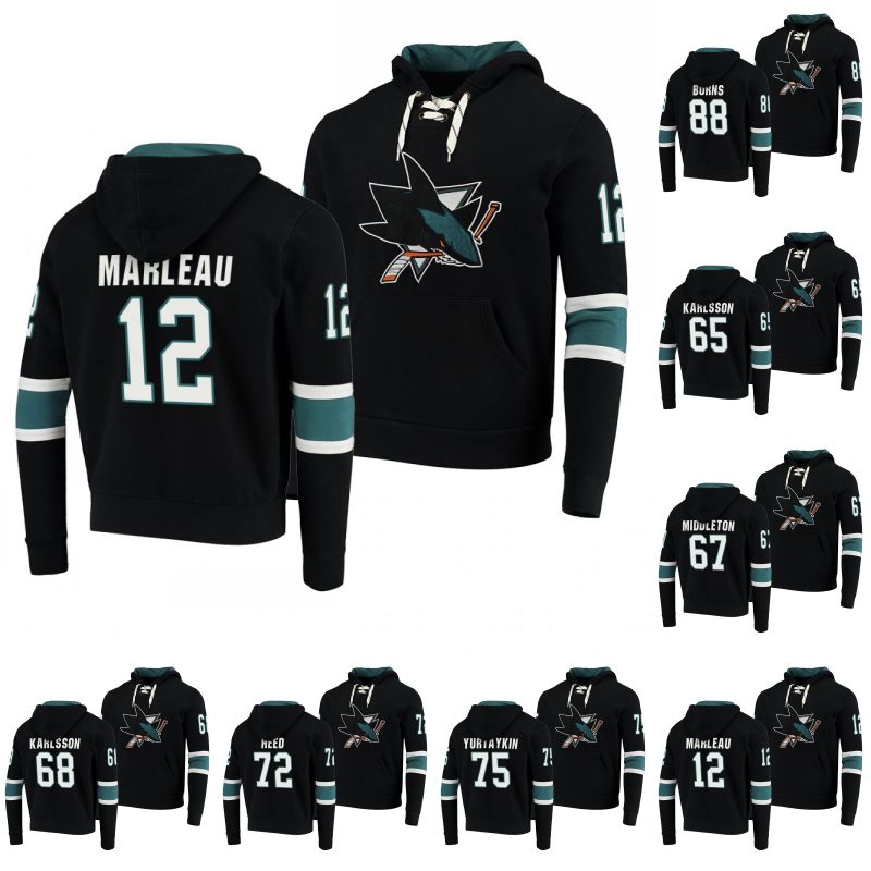 

San Jose Sharks Patrick Marleau Black Hoodie Erik Karlsson Jacob Middleton Melker Karlsson Tim Heed Danil Yurtaykin Brent Burns Jerseys, Mens s-xxxl