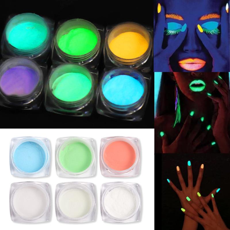 

Neon Colors Bright Nail extension Polish Powder base coat Glow In The Dark Dust Luminous Pigment bling uv gel varnish